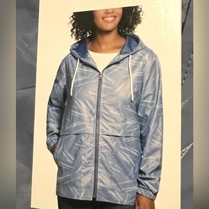 NWT Weatherproof Vintage Womens Waterproof Coated Rain Jacket with Hood, blue XL